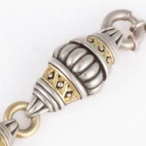 RARE Lagos sterling silver/18 kt gold fluted lattice link bracelet